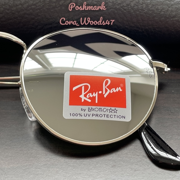RayBan Round Metal Silver Flash Lenses RB3447 Silver Frame Unisex New - Picture 5 of 16